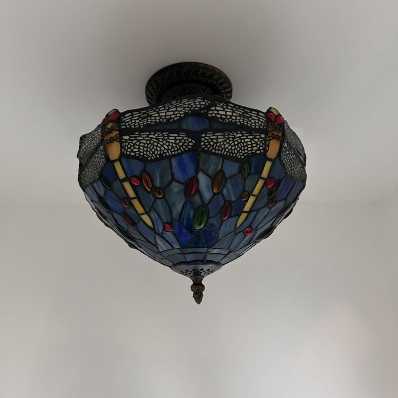 12'' 2 - Light Bowl Ceiling Fan Light Kit, Blue