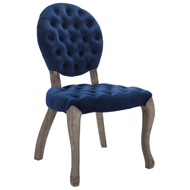 Modway The Barn Wild Hen French Vintage Velvet Side Chair, Navy