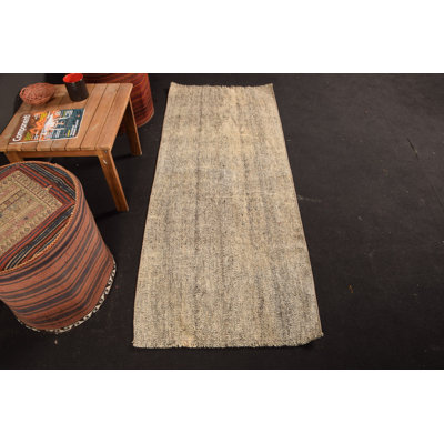 Petit tapis kilim turc rétro Oushak beige - décor traditionnel anatolien tissé à la main