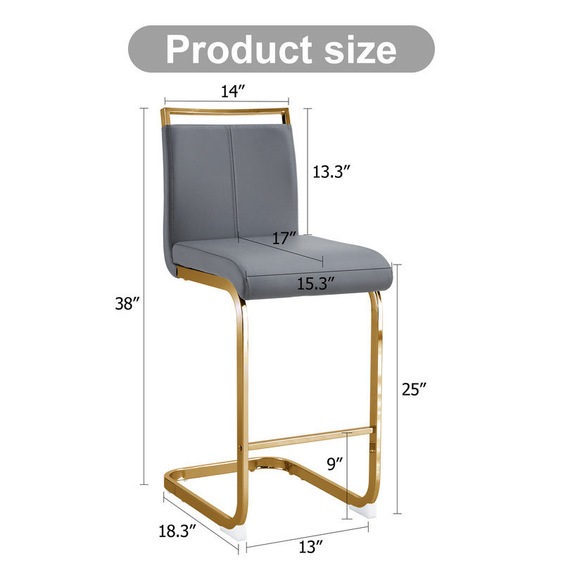  Jeileen 25'' Counter Stool (Set of 2), Dark Gray