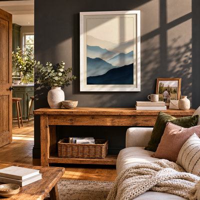 Mountains in Mist Scandinavian - Framed Print