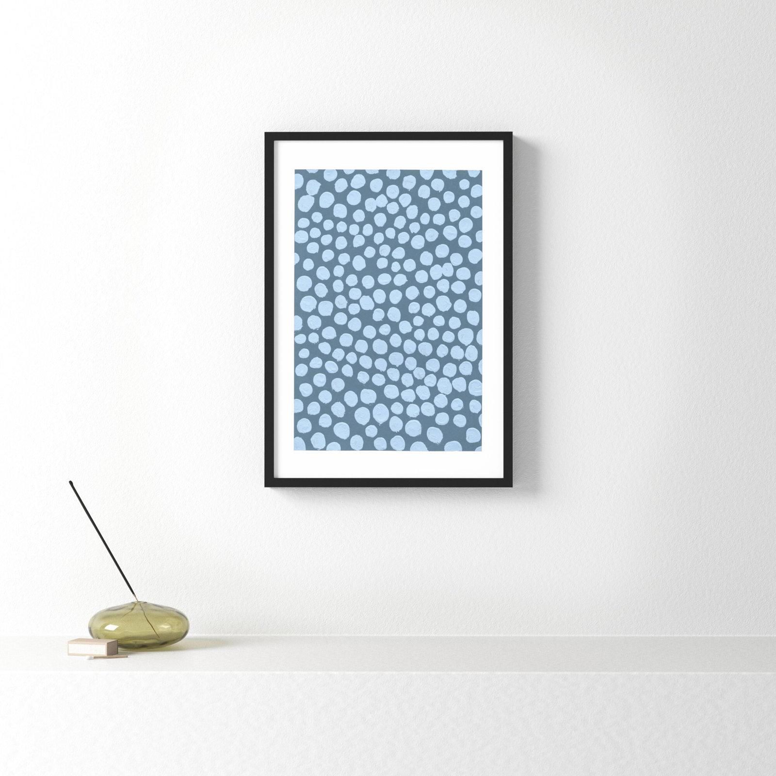Navi "Periwinkle on Blue Gray" Painting, Black, 20" H x 14" W x 1.25" D