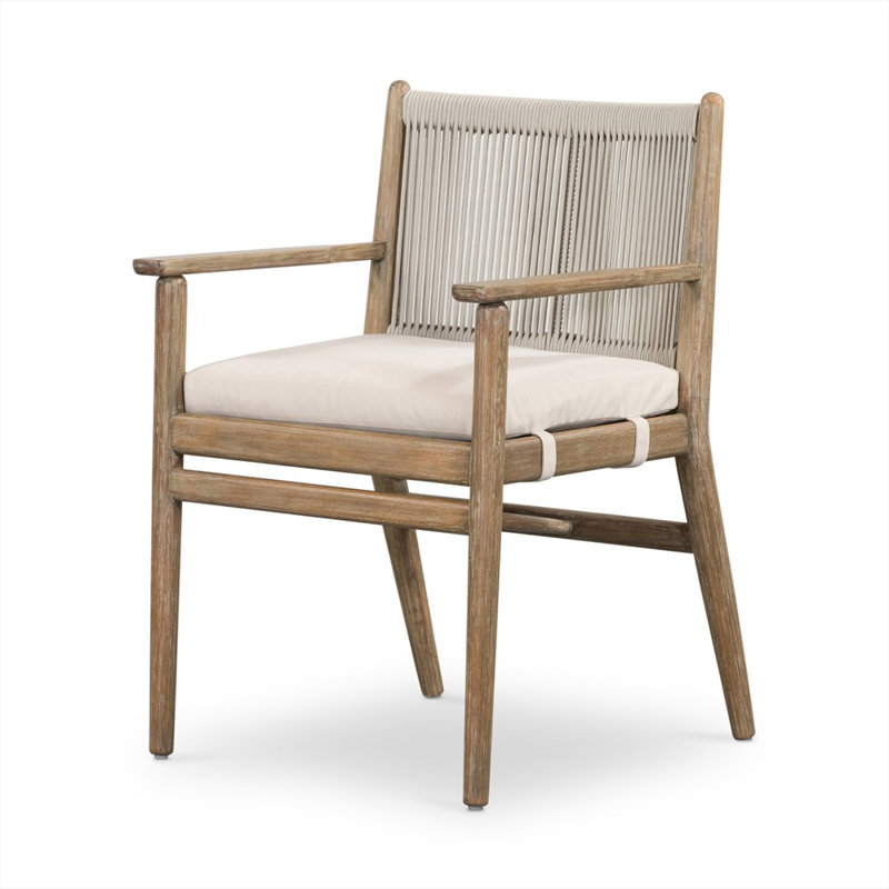 Rosen Outdoor Dining Armchair, Natural Frame/Lakin Oat Cushion