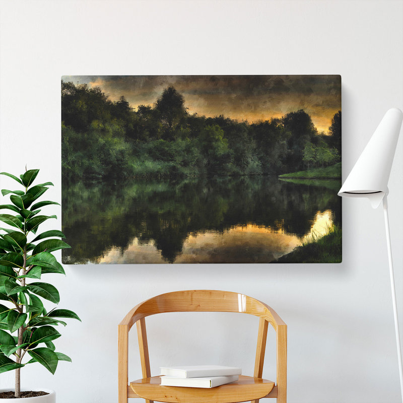 Trees Reflecting In The Water - Wrapped Canvas Print, 50cm H x 76cm W x 3cm D