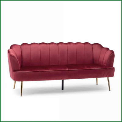 3-Seater Modern Glam Velvet Sofa 76.25” W Living Room Couch | Turquoise | Velvet | Metal Legs