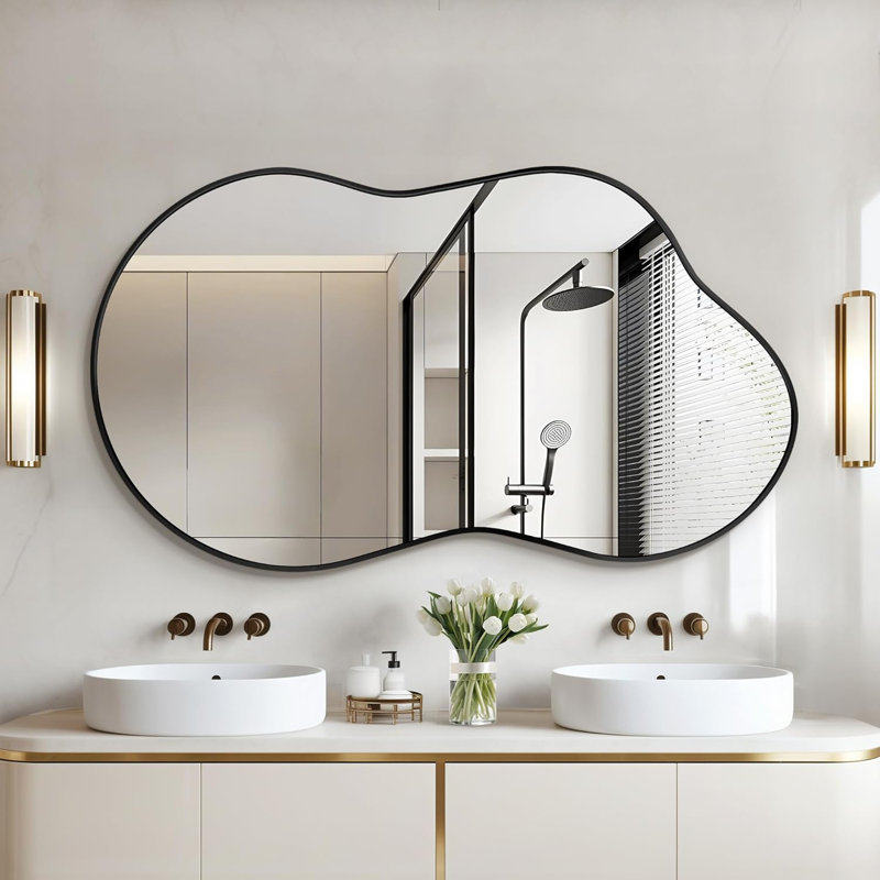 Aluminium Irregular Mirror, Black