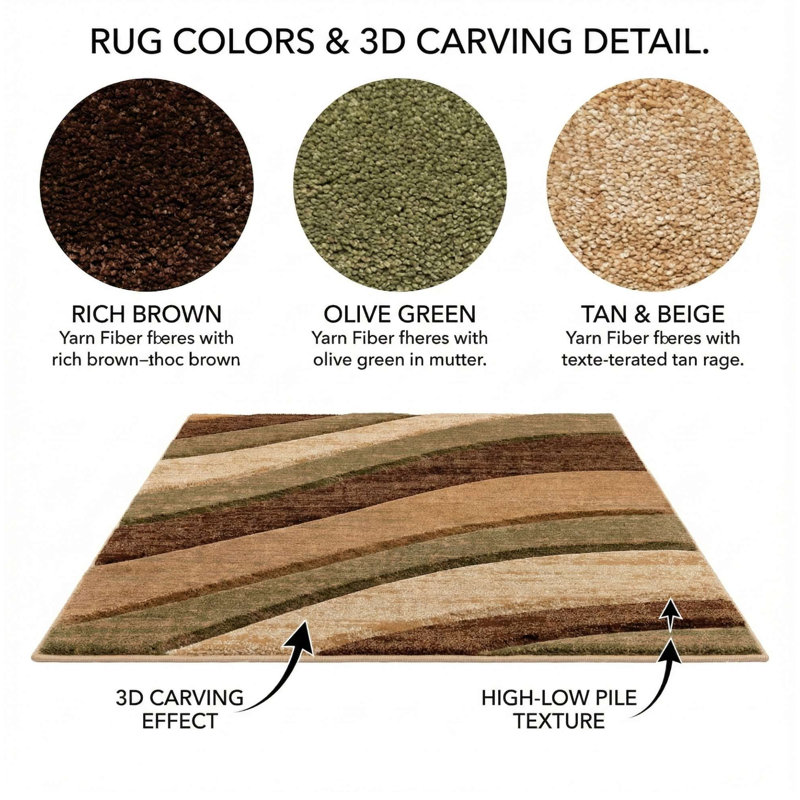 Ebern Designs Cyinthia Cecilia Modern Striped Multi Hand-Carved Rug, Rectangle 7'10" x 9'10"