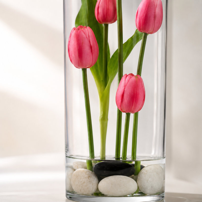Arrangement de tulipes artificielles dans un vase