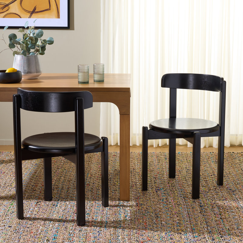 Chaise en bois massif séché au four, Noir