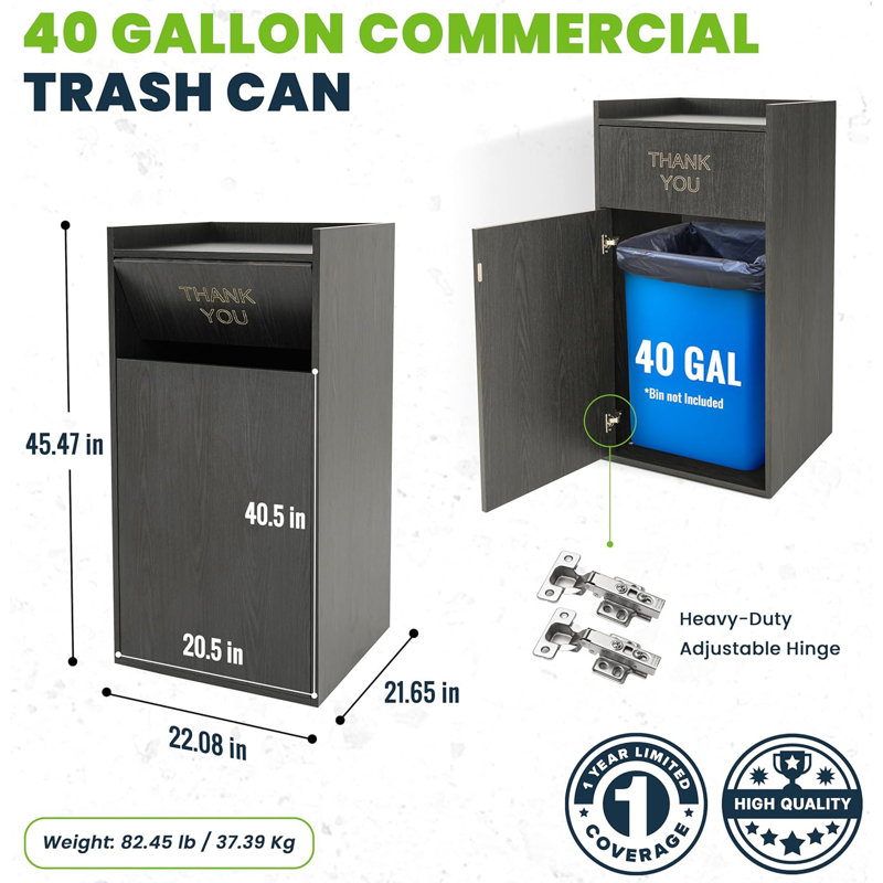 Poubelle 40 gallons Food Service, Noir