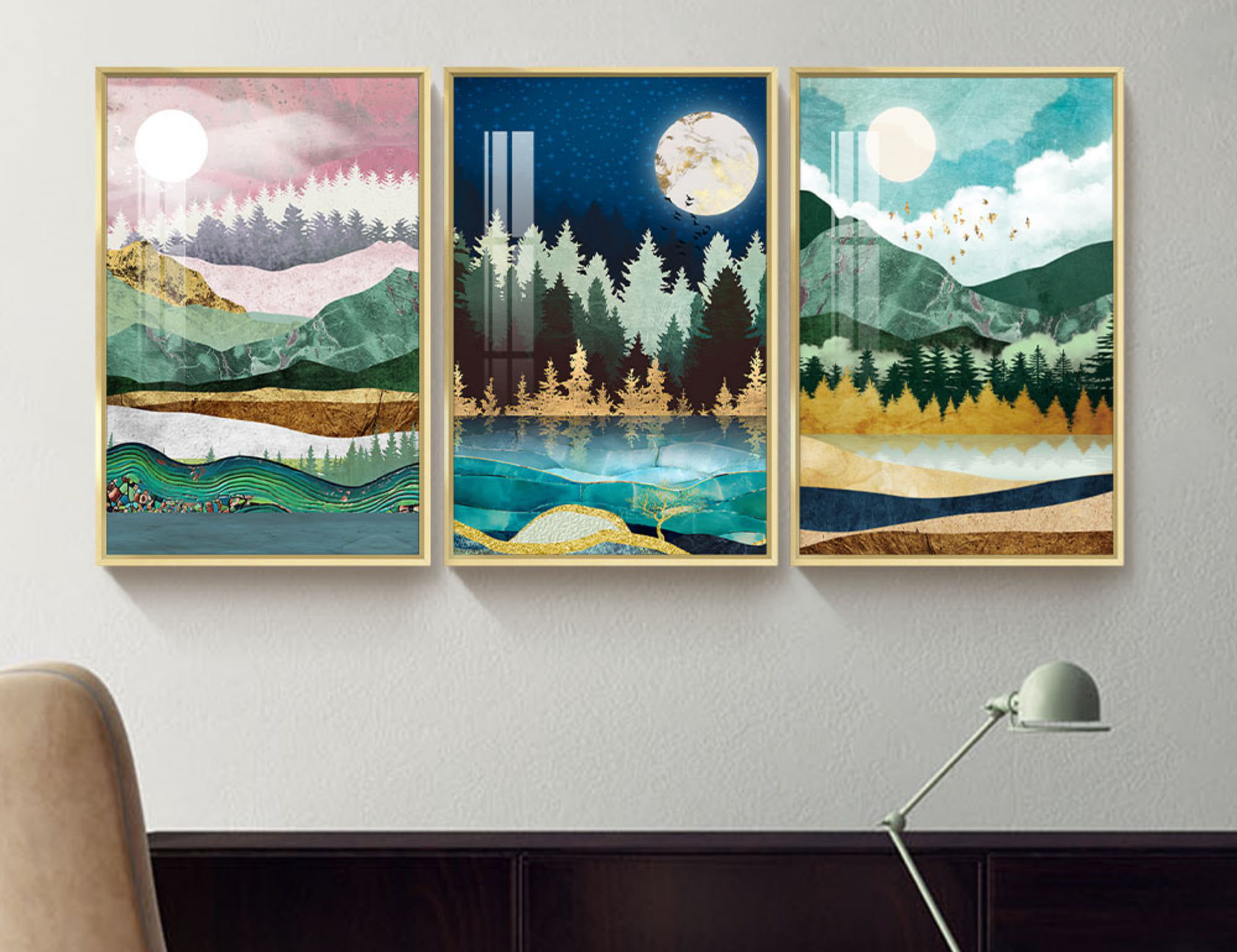 Millwood Pines Nature // - 3 Piece Picture Frame Print Set on Canvas ...
