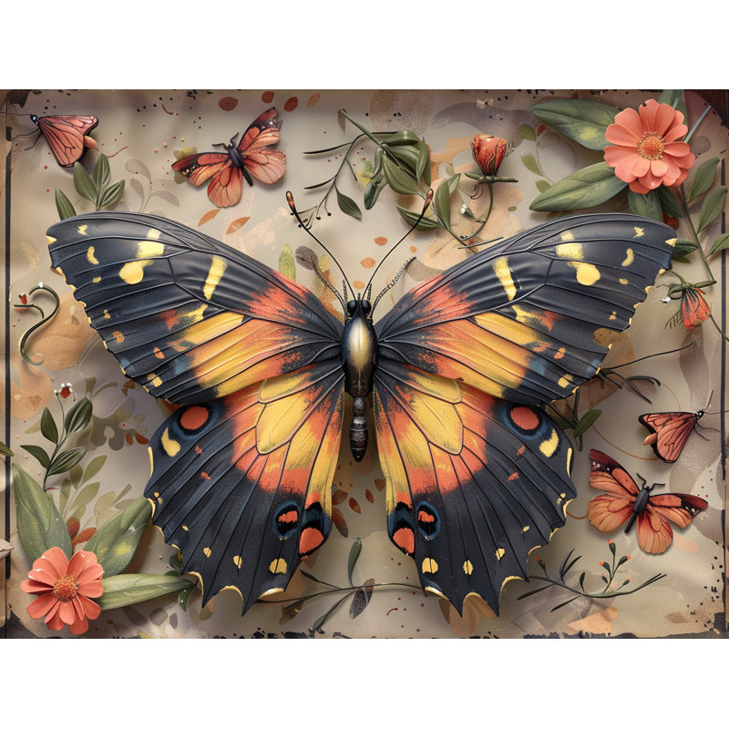 Colorful Butterfly Insect Machine Printed Throw Blanket, Throw