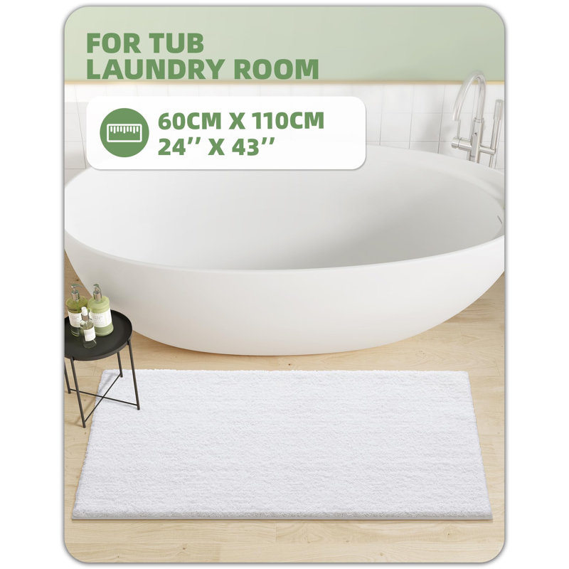 Tapis pour salle de bain Flett, Blanc, L 24 po x L 43 po