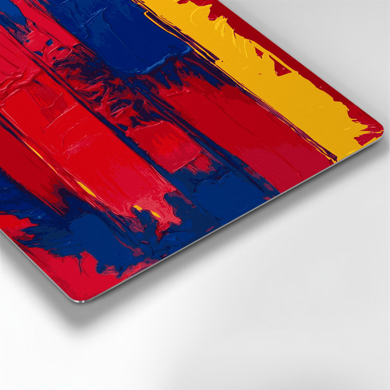 Art abstrait en métal sur fond rouge 50, H 11 po x l 14 po