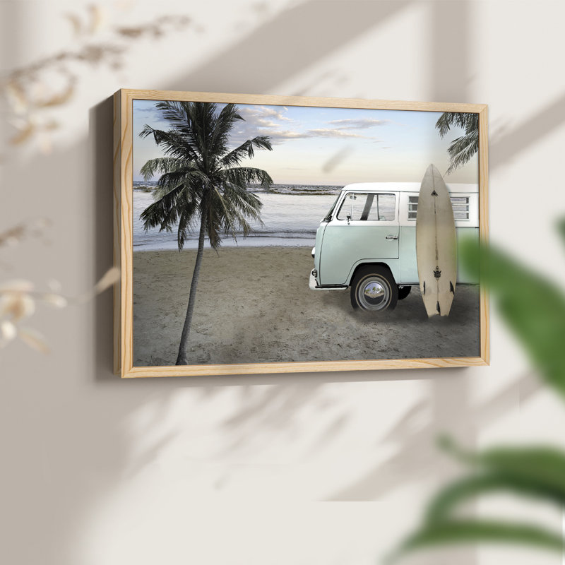 «Be Happy Beach», reproduction encadrée, H 8 po x l 10 po, Naturel