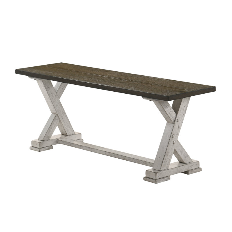 Devante Upholstered Bench, Chestnut/Antique White