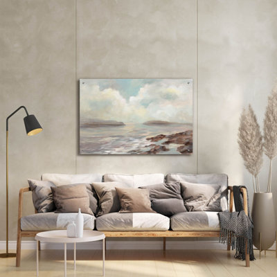  «Distant Island» par Silvia Vassileva, art mural en verre acrylique, 36 po x 24 po