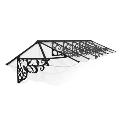 Palram - Canopia Lily 16' x 3'  Acrylic Galvanized Steel Stationary Dome Door and Window Awning Black/Clear