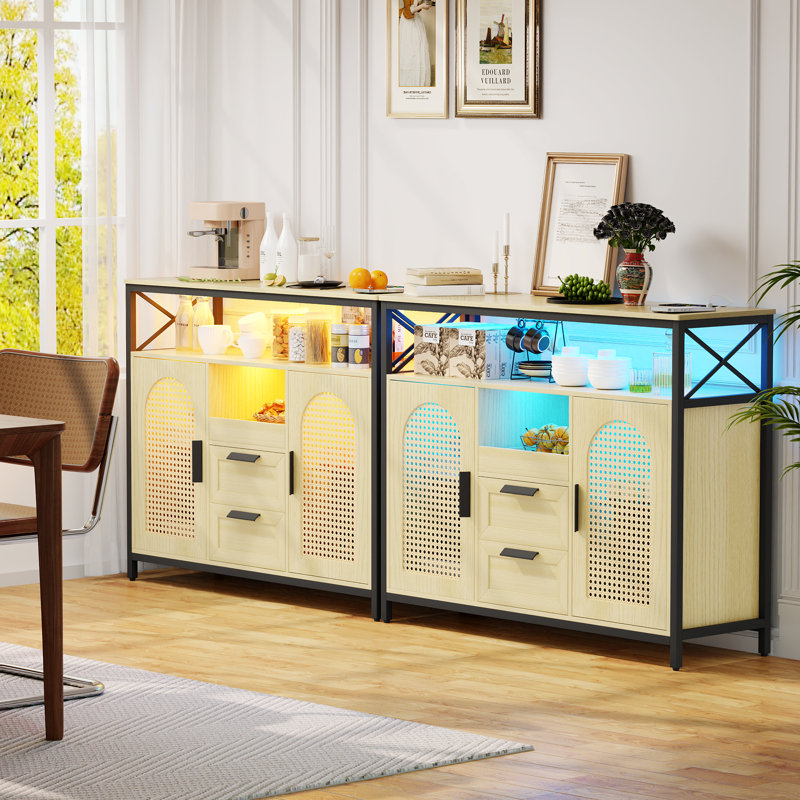 Anquetta 40" RGB Sideboard with Wireless Charging Station, White