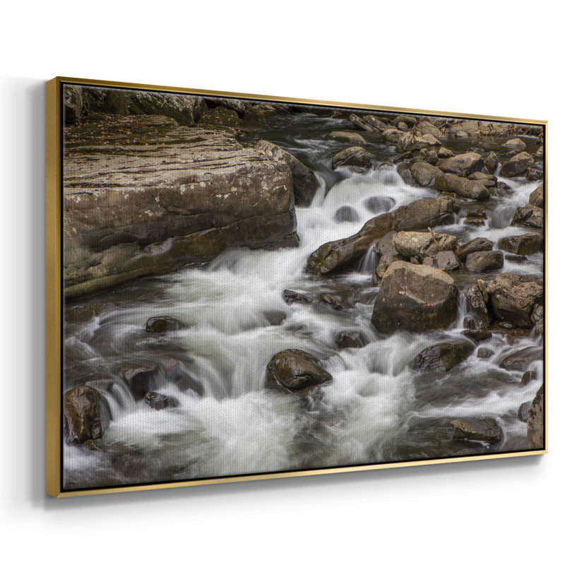 " Rushing Calm ", 41" H x 27" W x 2" D, Gold Framed