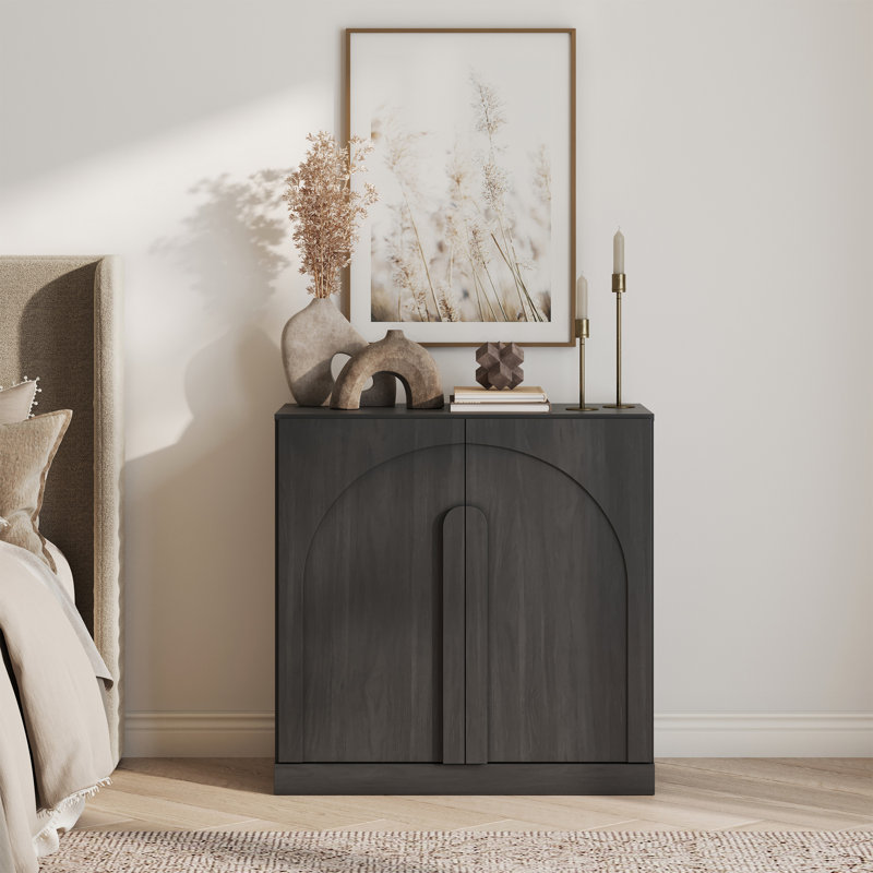 Sideboard Cabinet w/Wood Doors & Shelf, Ebony, Bijou Ebony B