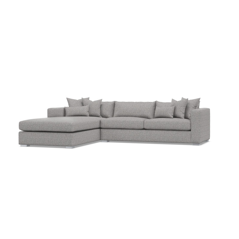 Chaise Sectional, Gray Polyester