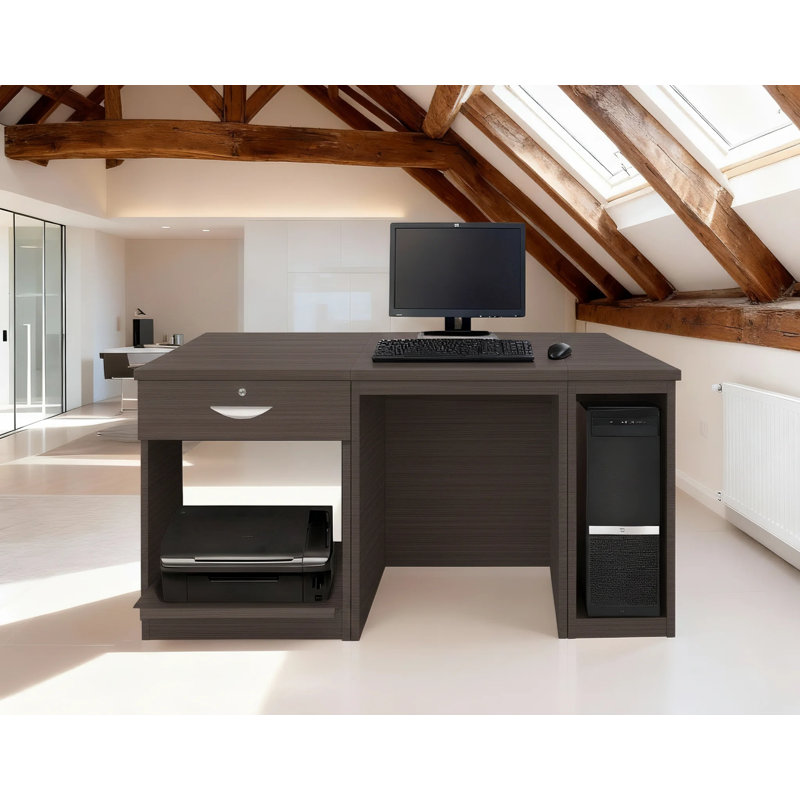 Walshaw Solid Wood Computer Desk, Black Havana