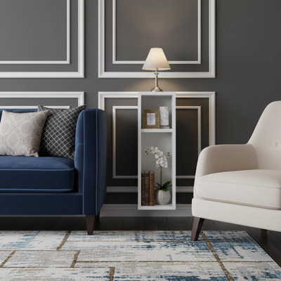 Table de chevet blanche moderne, 100% panneau de particules enduit de mélamine, 7,1 x 25,6 x 5,9 pouces | Conception murale, parfaite pour les petits espaces | Solution de rangement élégante et fonctionnelle pour la chambre à coucher ou le salon | Durable et facile à nettoyer