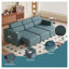 Canapé inclinable électrique bleu foncé foncé, fauteuil inclinable électrique modulaire à 3 places avec télécommande, revêtement contemporain en polyester
