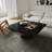  Modern Drum Coffee Table, Trapezoid Faux Marble Coffee Table, Fully-Assembled-2051087288-2051087286