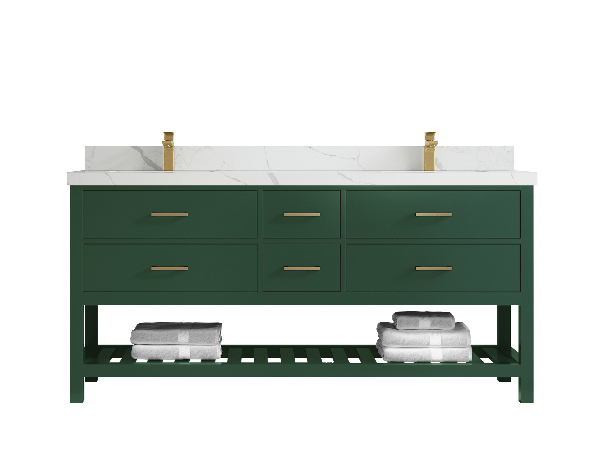 Lark Manor Wellsville 55'' Double Bathroom Vanity with Quartz Top