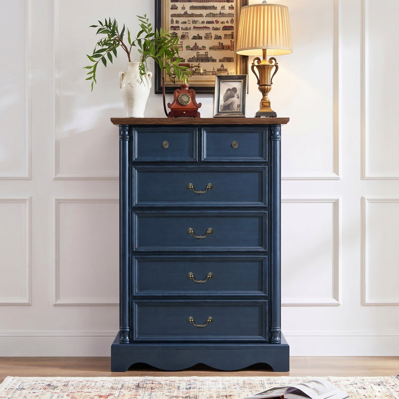 Commode 6 tiroirs Gulnaaz, Bleu