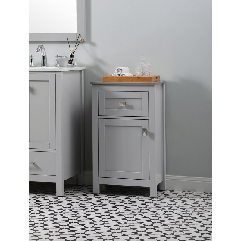 Destinique Freestanding Bathroom Cabinet, Gray/Brushed Nickel