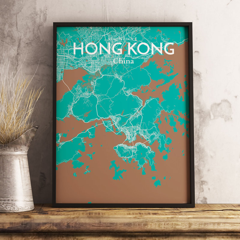 Hong Kong City Map - No Frame Print, 50.8cm H x 40.6cm W x 0.13cm D