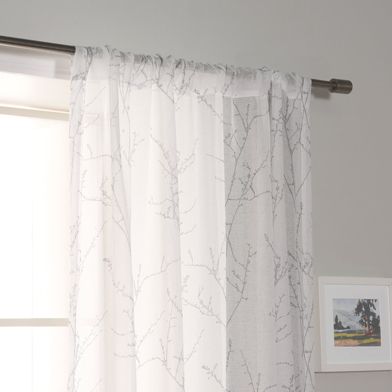 Aitan Sheer Curtain Panel Pair, Gray