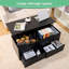 Tables centrales à plateau relevable avec rangement: compartiment caché et 2 tiroirs, hauteur réglable, noir, panneau de particules et compartiment de rangement pour table: