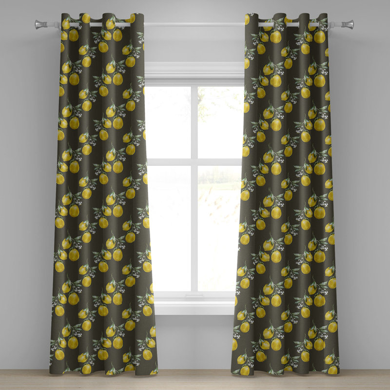 Rideau décoratif à 2 panneaux avec œillets Ophelia & Co., vert olive, jaune, 50 po x 72 po, L 50 po x L 108 po