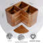 Porte-ustensiles avec 3 compartiments, porte-ustensiles de coin pour comptoir, acacia