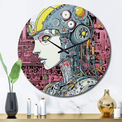 Charmant robot amoureux rétro Illustration I - Robot horloge murale