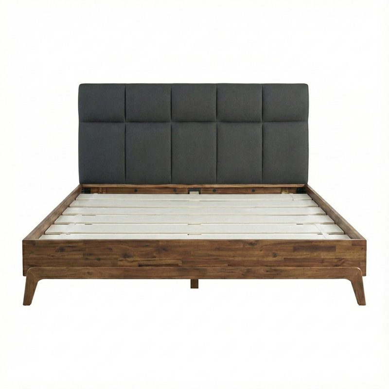 Lit en bois massif avec tête de lit Ownby, Grand