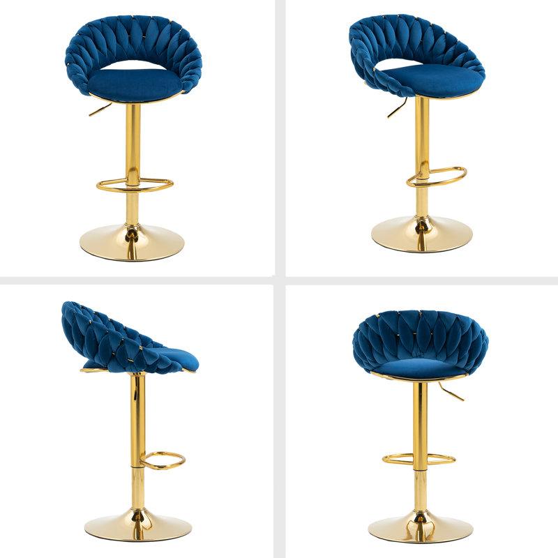 Tabouret de bar pivotant Punak, Bleu marine
