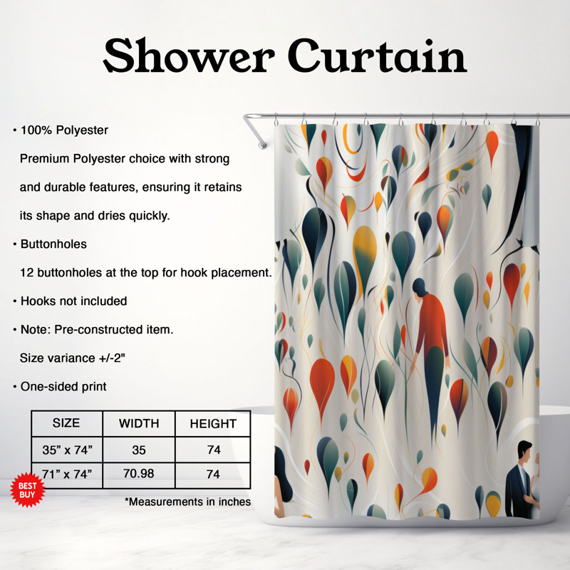 Hug Art - Rideau de douche Premium, H 74 po x l 71 po