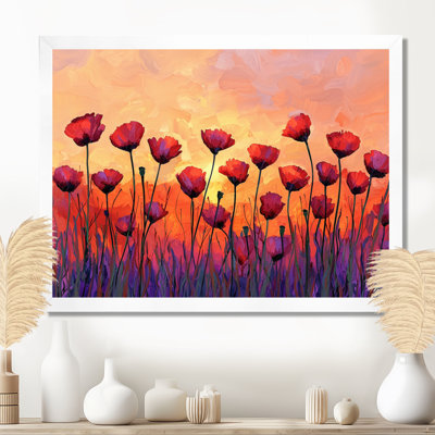 Décoration murale coucher de soleil coquelicots champ I - coquelicots