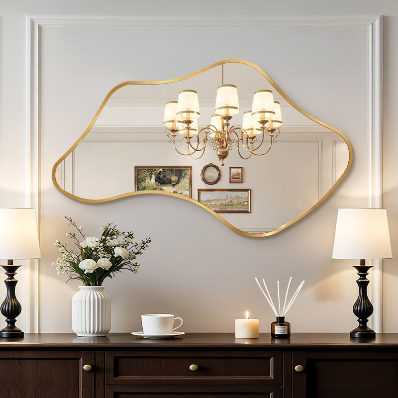 Aluminium Asymmetrical Mirror, Gold, 100 cm H x 60 cm W
