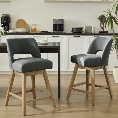 Bisto  360° Swivel Bar Stools with Solid Wood Frame