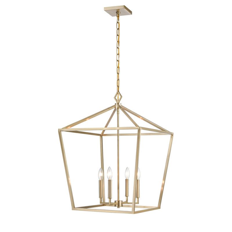 Lustre géométrique à 4 lumières Poisson, Doré, H 30 po x l 20 po x P 20 po