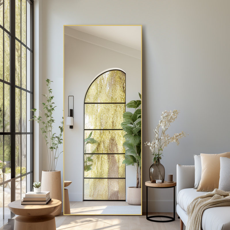 Miroir de plancher rectangulaire Chakong, Or, 71" x 26"