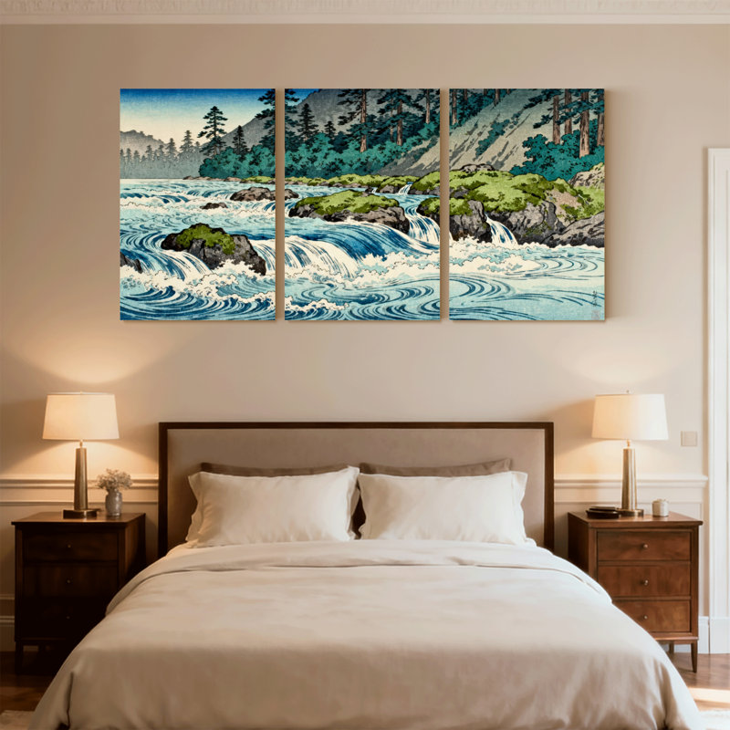«Rush River Forest Landscape», ensemble de 3 reproductions d'art sur toile, H 36 po x l 72 po