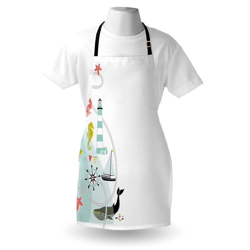 Multicolore, tablier nautique East Urban Home unisexe, bordure ornée, taille adulte