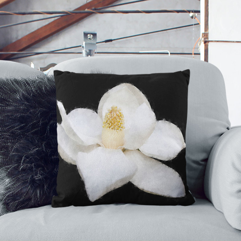 Floral Square Throw Cushion, 55cm H x 55cm W x 20cm D, Stone